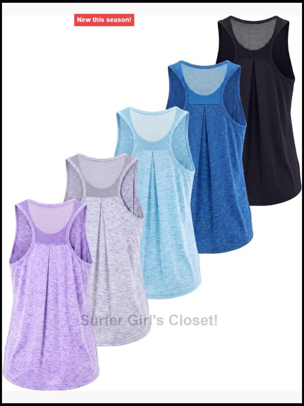 5-Pack Women's Mesh Racerback Tank Tops Athletic Loose Fit Gym Yoga